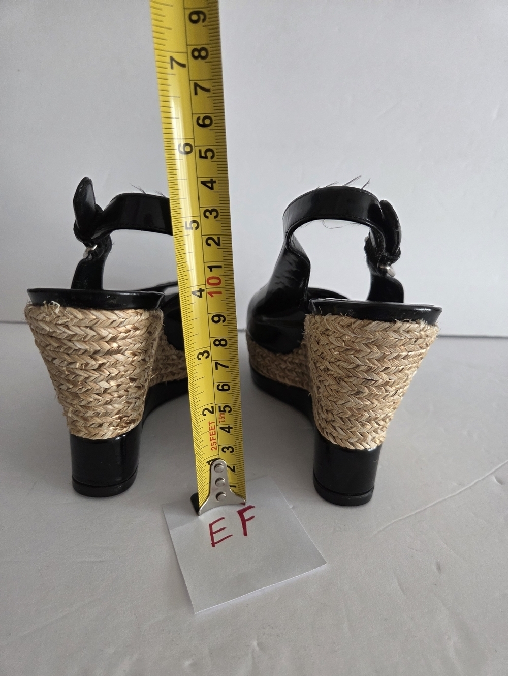 Stuart Weitzman Black Leather Espadrille Wedge Slingbacks Sz.6M - Picture 7 of 7